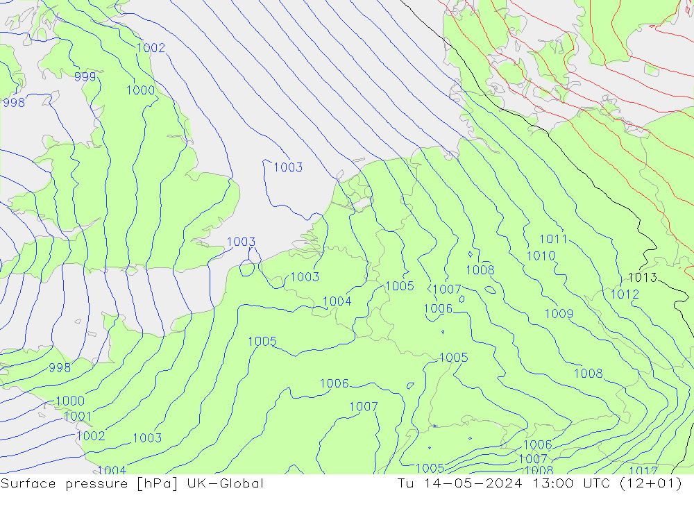 Presión superficial UK-Global mar 14.05.2024 13 UTC