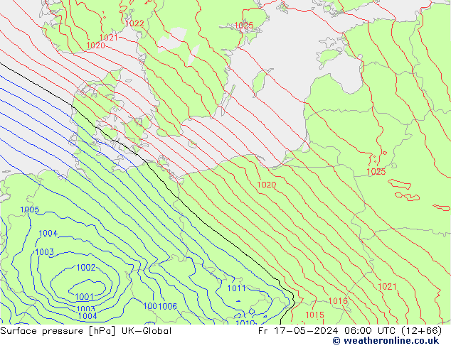 Luchtdruk (Grond) UK-Global vr 17.05.2024 06 UTC