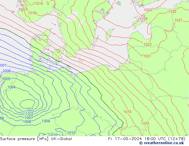 приземное давление UK-Global пт 17.05.2024 18 UTC
