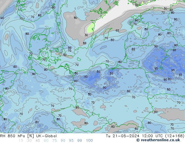 RH 850 hPa UK-Global Di 21.05.2024 12 UTC