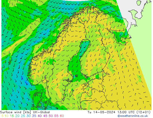 风 10 米 UK-Global 星期二 14.05.2024 13 UTC