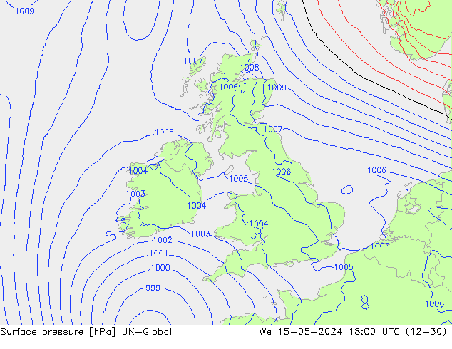 pressão do solo UK-Global Qua 15.05.2024 18 UTC