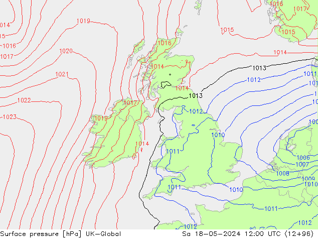 pressão do solo UK-Global Sáb 18.05.2024 12 UTC