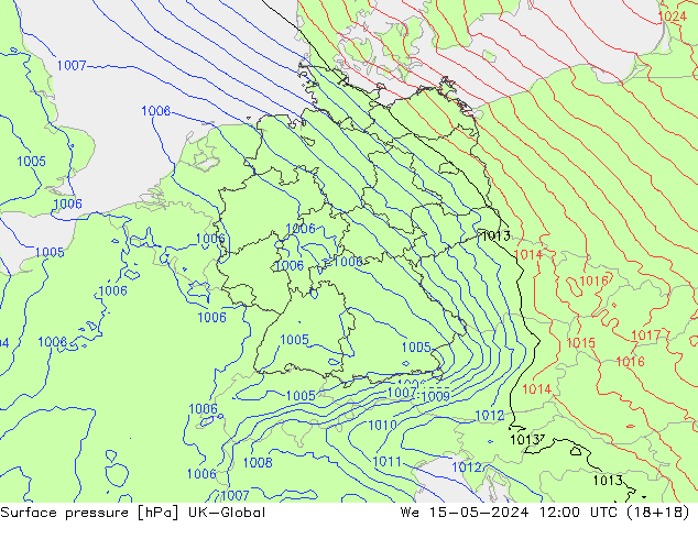 Surface pressure UK-Global We 15.05.2024 12 UTC