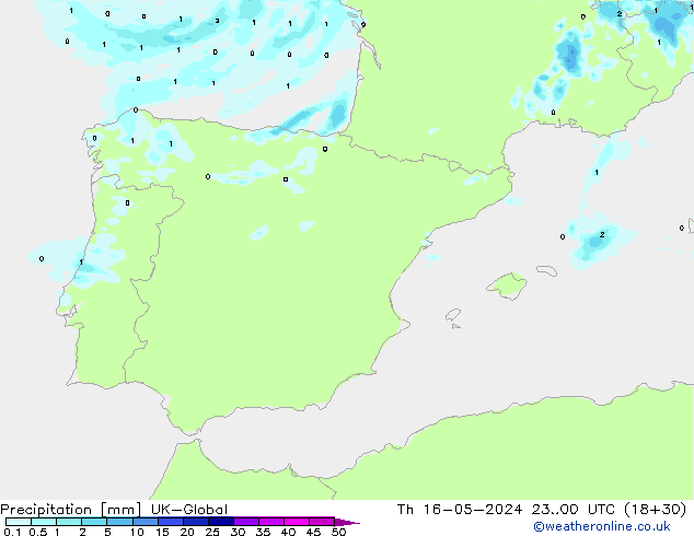 Precipitation UK-Global Th 16.05.2024 00 UTC