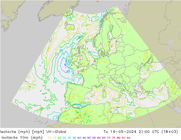 Izotacha (mph) UK-Global wto. 14.05.2024 21 UTC