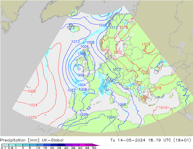Precipitación UK-Global mar 14.05.2024 19 UTC