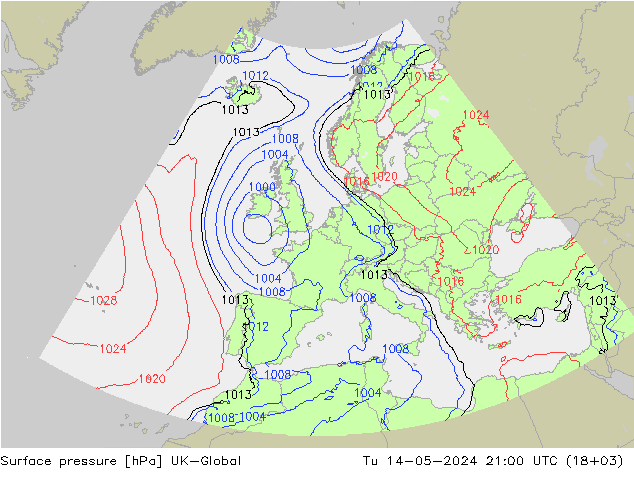 Presión superficial UK-Global mar 14.05.2024 21 UTC