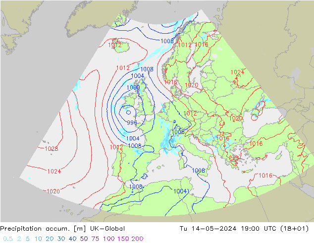 Precipitación acum. UK-Global mar 14.05.2024 19 UTC