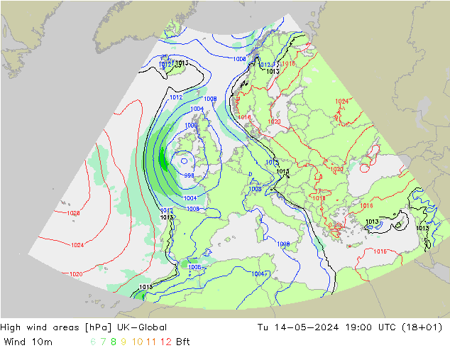 High wind areas UK-Global Tu 14.05.2024 19 UTC