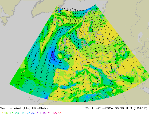 Wind 10 m UK-Global wo 15.05.2024 06 UTC