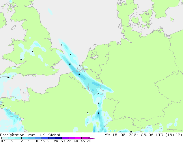 Neerslag UK-Global wo 15.05.2024 06 UTC