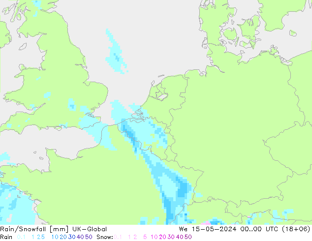 Rain/Snowfall UK-Global We 15.05.2024 00 UTC