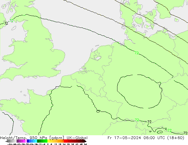 Height/Temp. 950 hPa UK-Global Fr 17.05.2024 06 UTC