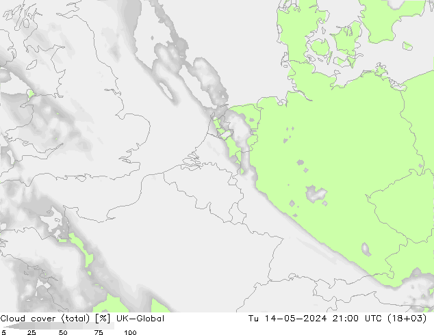 Nubes (total) UK-Global mar 14.05.2024 21 UTC