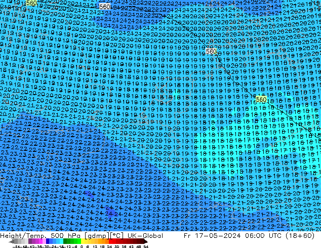 Hoogte/Temp. 500 hPa UK-Global vr 17.05.2024 06 UTC