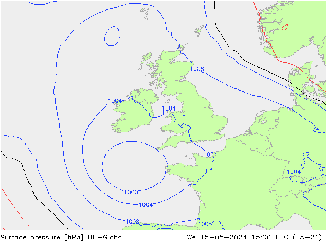 pressão do solo UK-Global Qua 15.05.2024 15 UTC