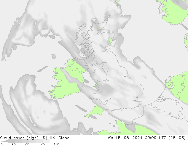 Bewolking (Hoog) UK-Global wo 15.05.2024 00 UTC
