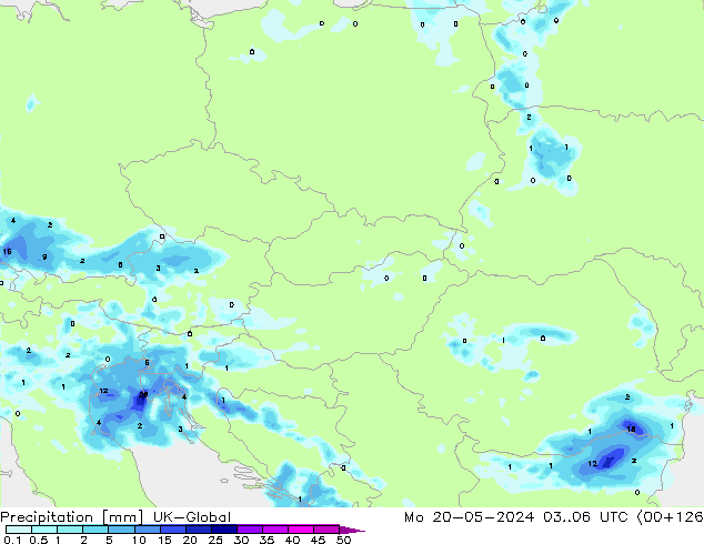 Precipitation UK-Global Mo 20.05.2024 06 UTC