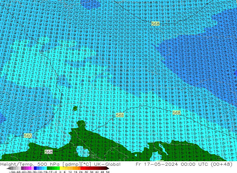 Height/Temp. 500 hPa UK-Global Sex 17.05.2024 00 UTC