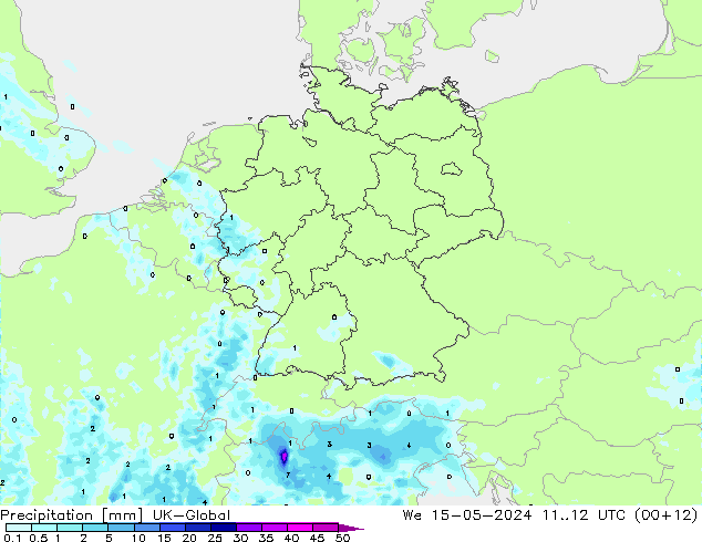 降水 UK-Global 星期三 15.05.2024 12 UTC