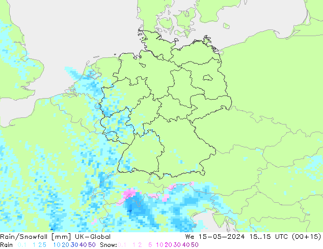 Rain/Snowfall UK-Global We 15.05.2024 15 UTC