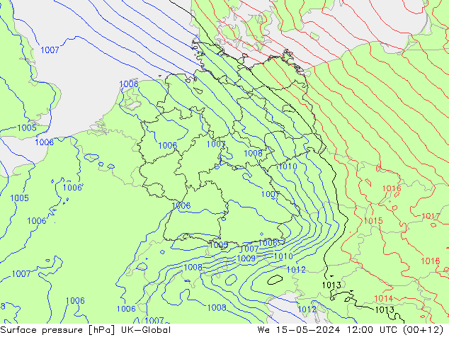 地面气压 UK-Global 星期三 15.05.2024 12 UTC