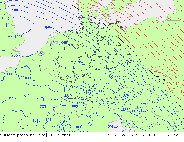 Luchtdruk (Grond) UK-Global vr 17.05.2024 00 UTC