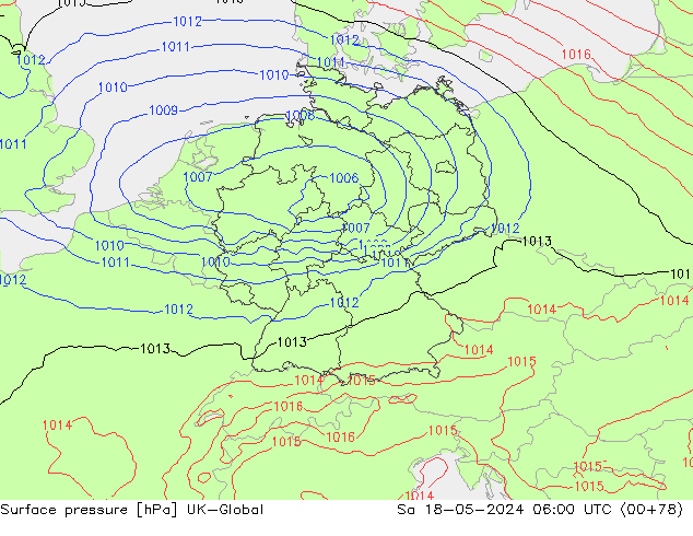 Surface pressure UK-Global Sa 18.05.2024 06 UTC