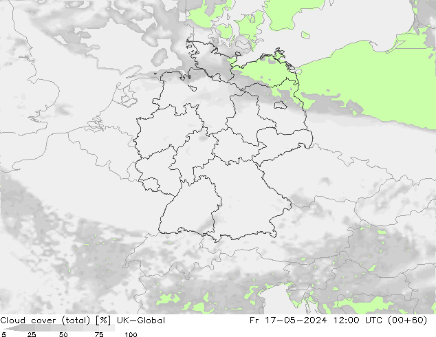 Nubes (total) UK-Global vie 17.05.2024 12 UTC