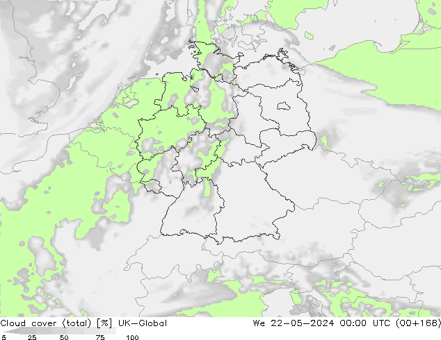 zachmurzenie (suma) UK-Global śro. 22.05.2024 00 UTC