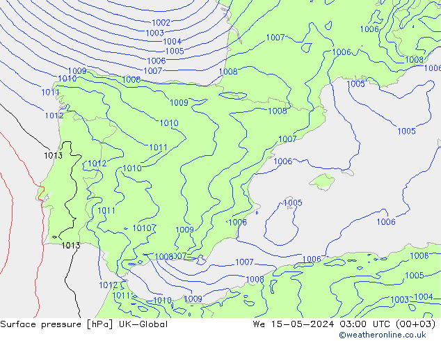 Surface pressure UK-Global We 15.05.2024 03 UTC