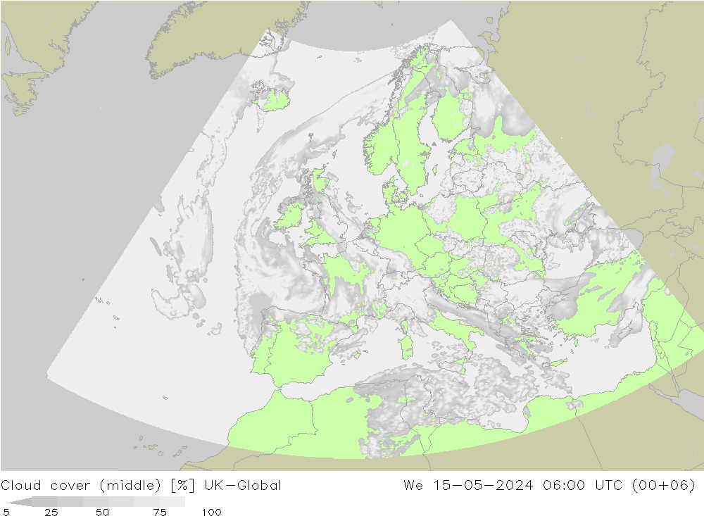 Cloud cover (middle) UK-Global We 15.05.2024 06 UTC