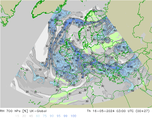 RH 700 гПа UK-Global чт 16.05.2024 03 UTC