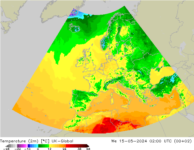 Temperature (2m) UK-Global St 15.05.2024 02 UTC