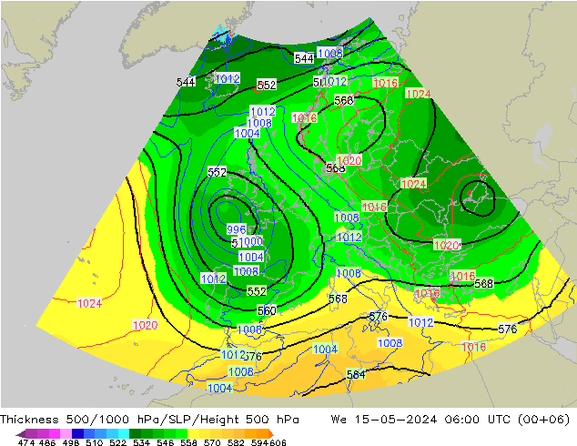 Dikte 500-1000hPa UK-Global wo 15.05.2024 06 UTC