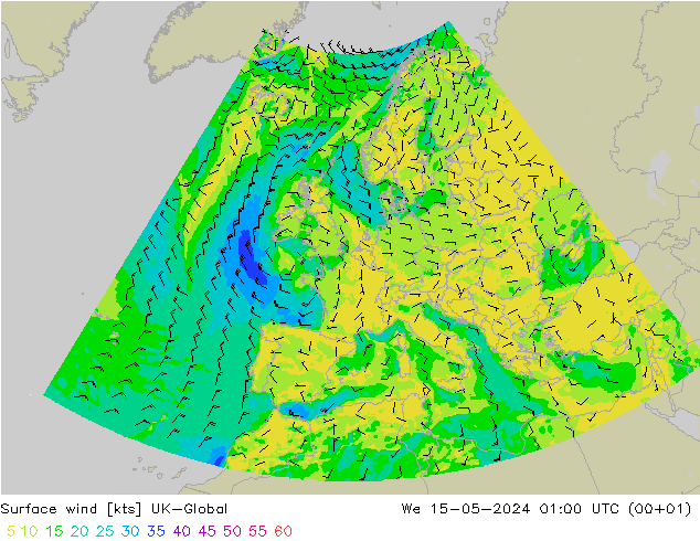 风 10 米 UK-Global 星期三 15.05.2024 01 UTC