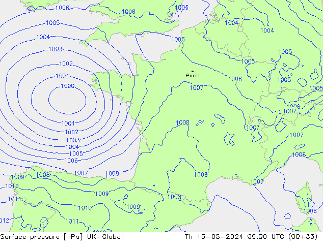 Luchtdruk (Grond) UK-Global do 16.05.2024 09 UTC