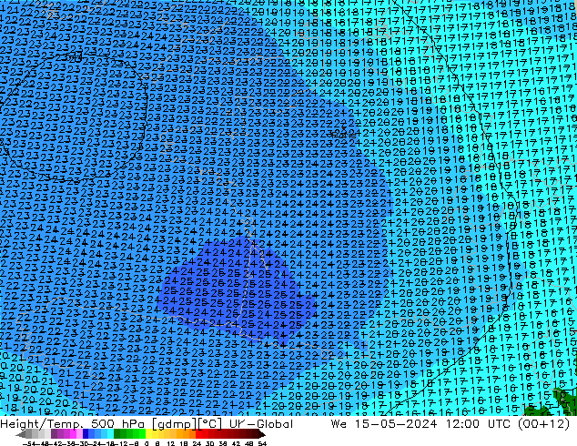 Height/Temp. 500 hPa UK-Global  15.05.2024 12 UTC