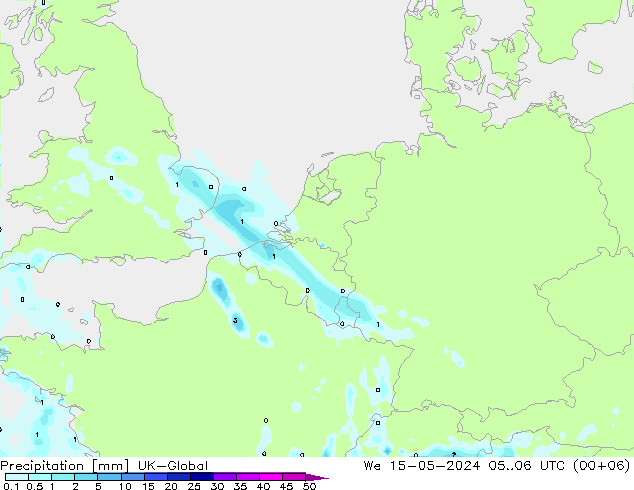 降水 UK-Global 星期三 15.05.2024 06 UTC