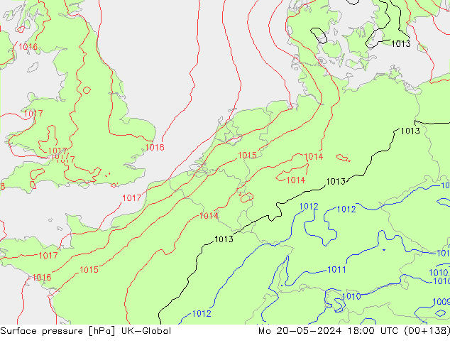 приземное давление UK-Global пн 20.05.2024 18 UTC