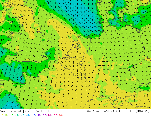风 10 米 UK-Global 星期三 15.05.2024 01 UTC
