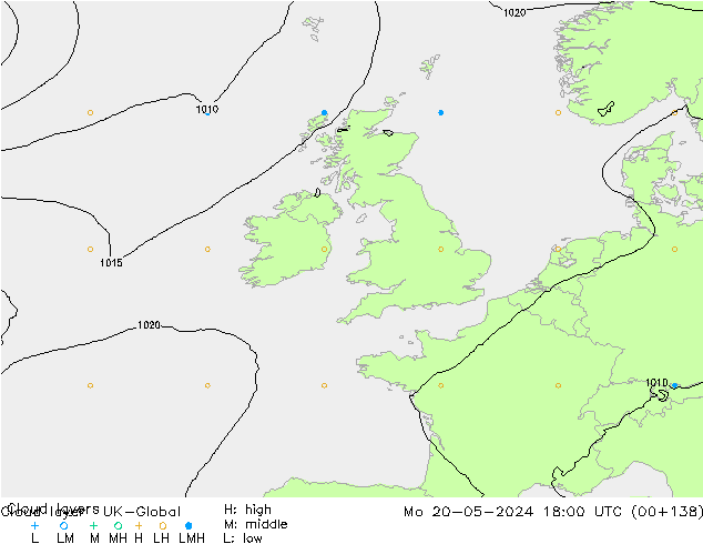 Cloud layer UK-Global Po 20.05.2024 18 UTC