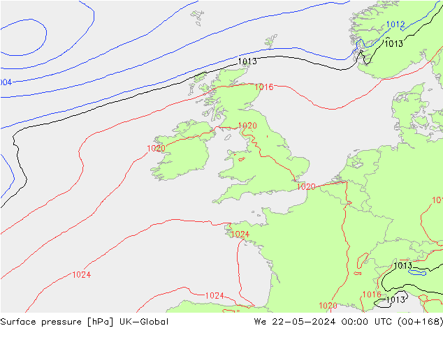 Surface pressure UK-Global We 22.05.2024 00 UTC