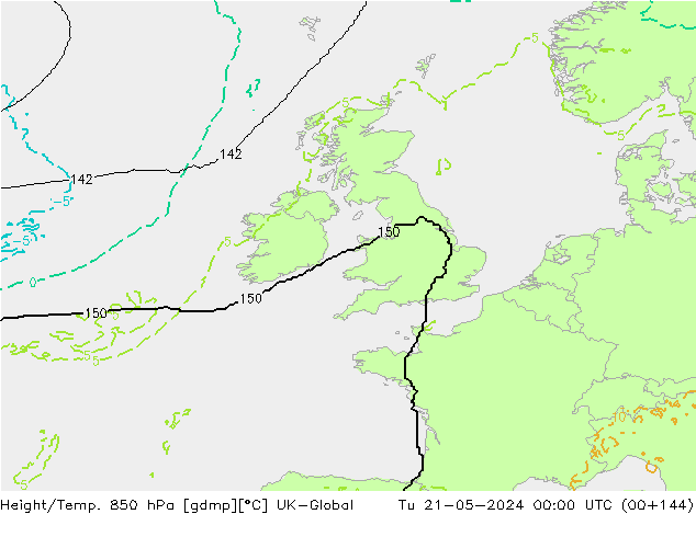 Hoogte/Temp. 850 hPa UK-Global di 21.05.2024 00 UTC