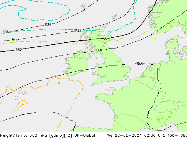 Hoogte/Temp. 500 hPa UK-Global wo 22.05.2024 00 UTC