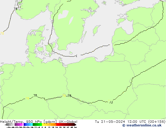 Hoogte/Temp. 950 hPa UK-Global di 21.05.2024 12 UTC