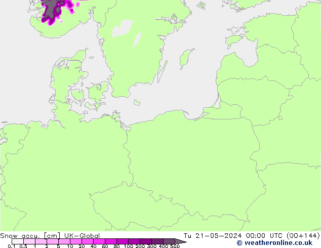 Snow accu. UK-Global Ter 21.05.2024 00 UTC