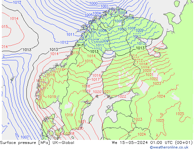 Surface pressure UK-Global We 15.05.2024 01 UTC