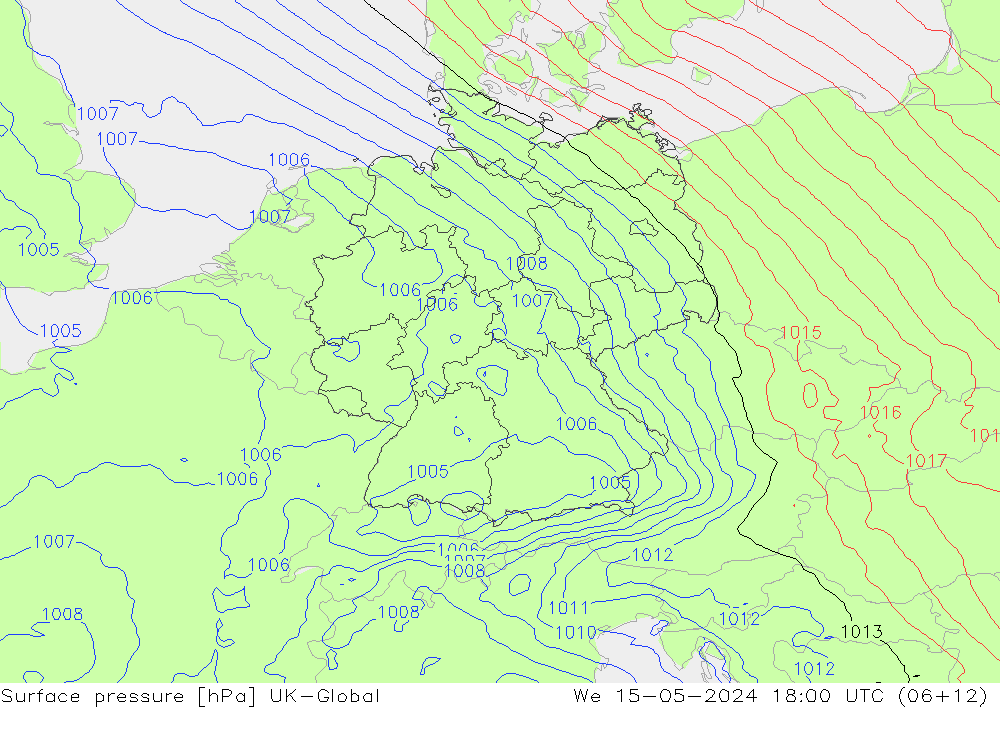 地面气压 UK-Global 星期三 15.05.2024 18 UTC